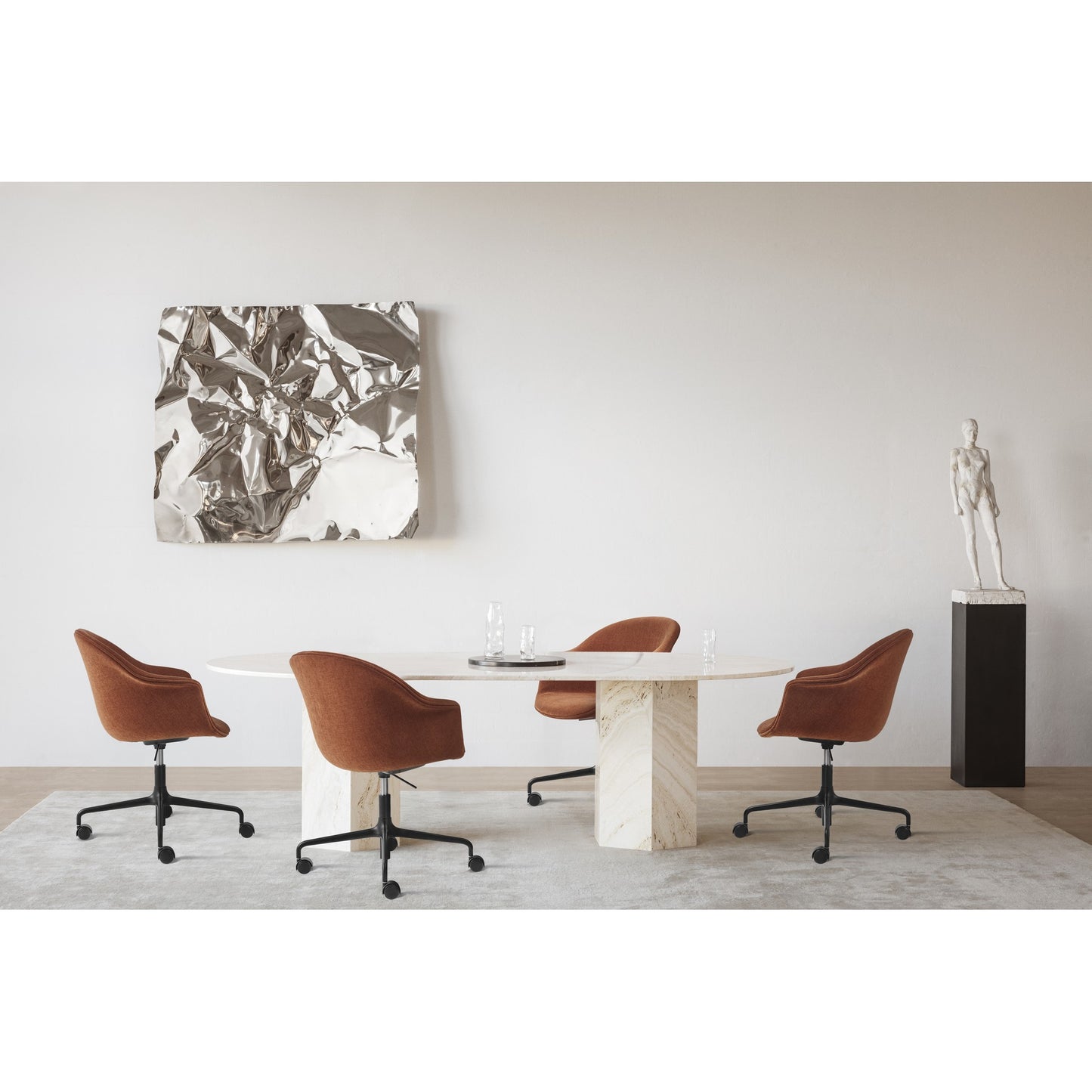 Bat Fully Upholstered Meeting Chair - Height Adjustable with Castors