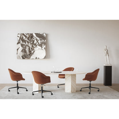 Bat Fully Upholstered Meeting Chair - Height Adjustable with Castors