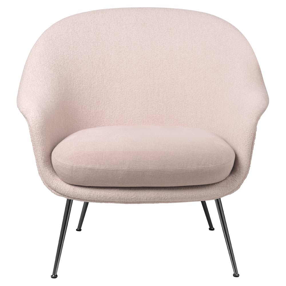 Bat Low Back Lounge Chair - Pink, Black  Chrome Base