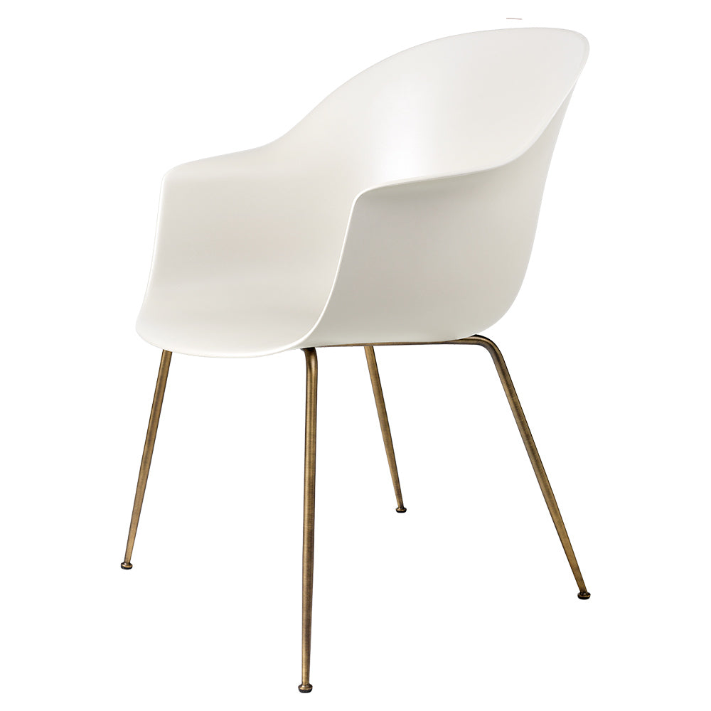 Bat Unupholstered Dining Chair - Alabaster White, Antique Brass Base