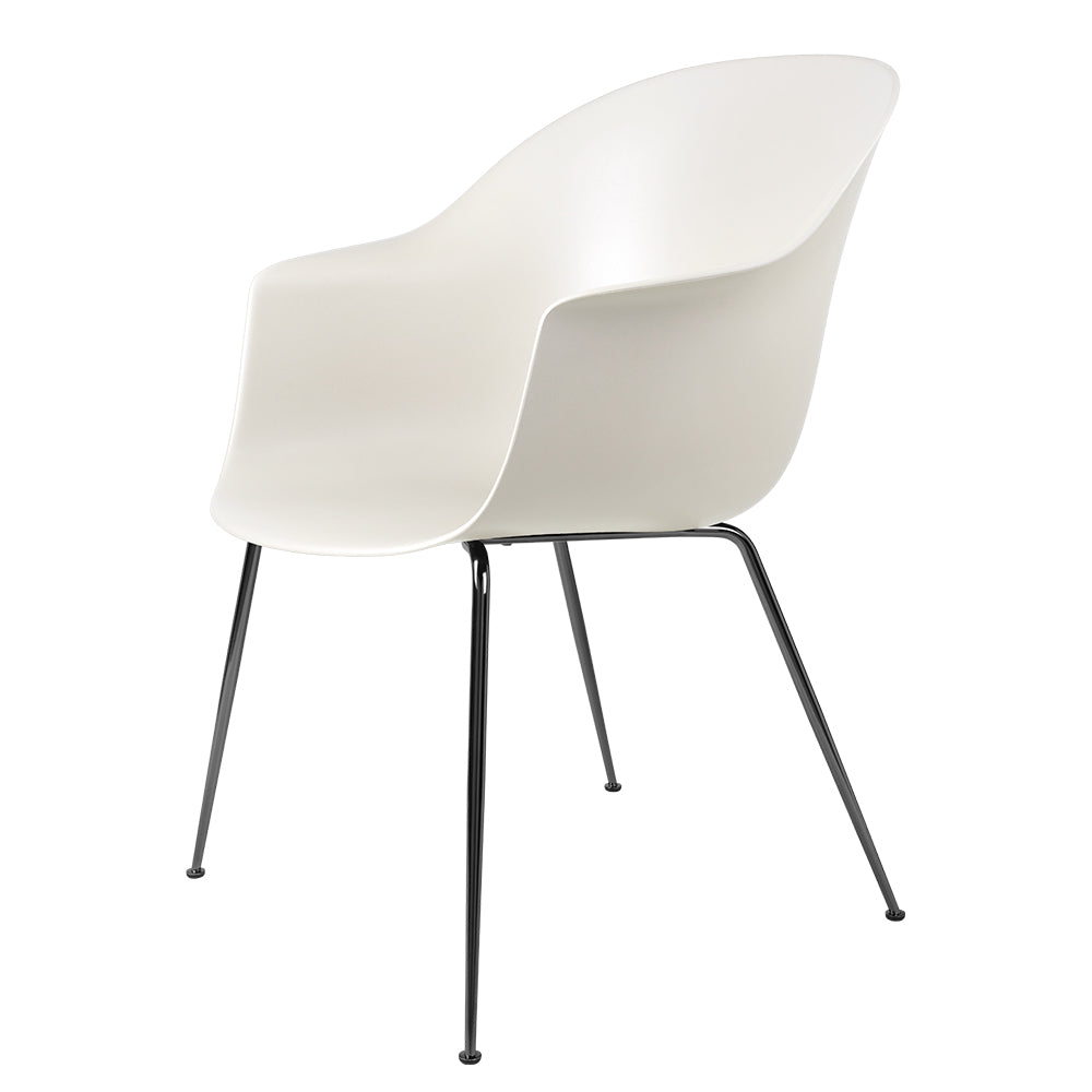Bat Unupholstered Dining Chair - Alabaster White, Black Chrome Base