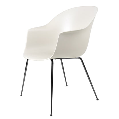 Bat Unupholstered Dining Chair - Alabaster White, Black Chrome Base