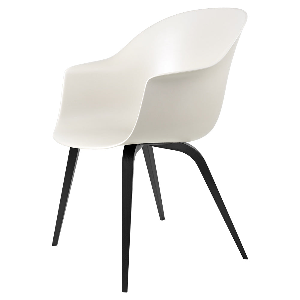 Bat Unupholstered Dining Chair - Alabaster White, Black Stained Beech Base