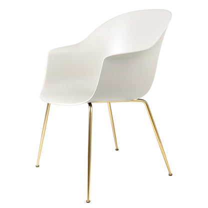 Bat Unupholstered Dining Chair - Alabaster White, Brass Base