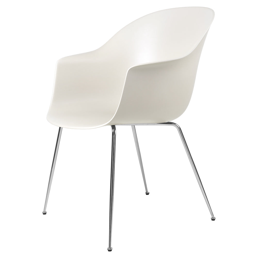 Bat Unupholstered Dining Chair - Alabaster White, Chrome Base
