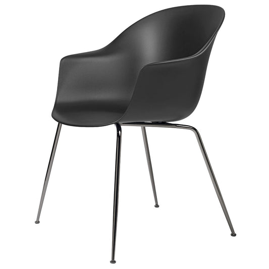 Bat Unupholstered Dining Chair - Black, Black Chrome Base