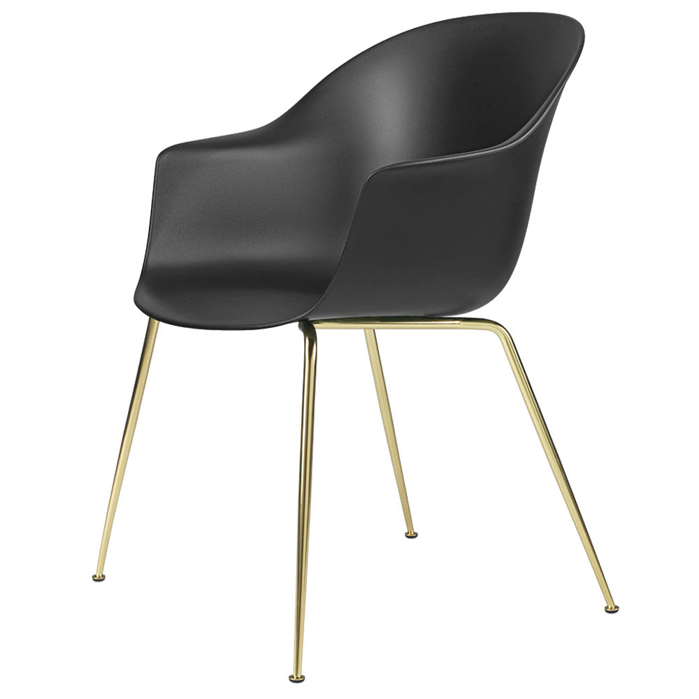Bat Unupholstered Dining Chair - Black, Brass Base