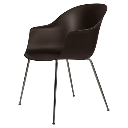 Bat Unupholstered Dining Chair - Mocha Brown, Black Chrome Base
