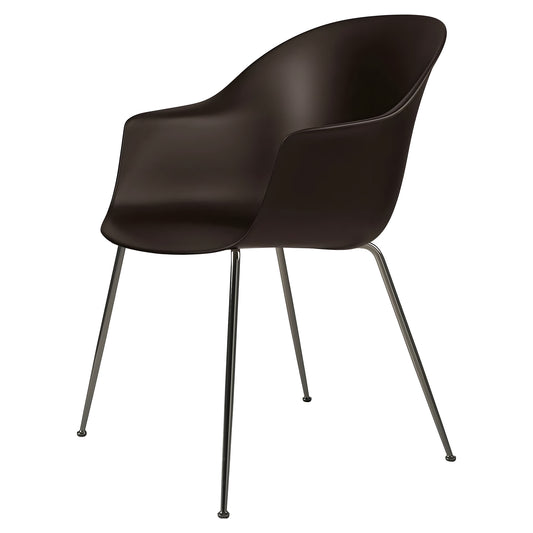 Bat Unupholstered Dining Chair - Mocha Brown, Black Chrome Base