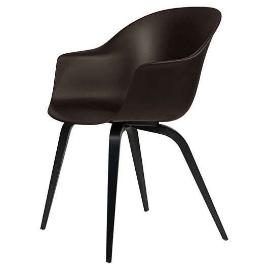 Bat Unupholstered Dining Chair - Mocha Brown, Black Stained Beech Semi Matte Lacquered Base