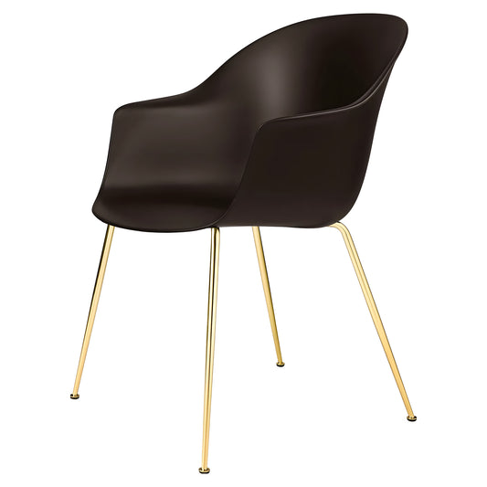 Bat Unupholstered Dining Chair - Mocha Brown, Brass Semi Matte Base