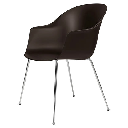 Bat Unupholstered Dining Chair - Mocha Brown, Chrome Base