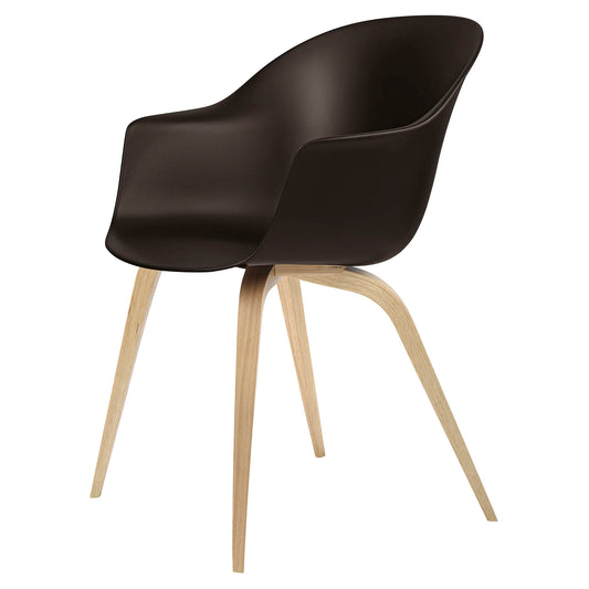Bat Unupholstered Dining Chair - Mocha Brown, Oak Semi Matte Lacquered Base