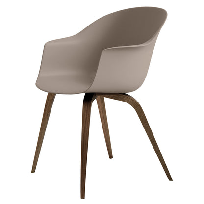 Bat Unupholstered Dining Chair - New Beige, American Walnut Base