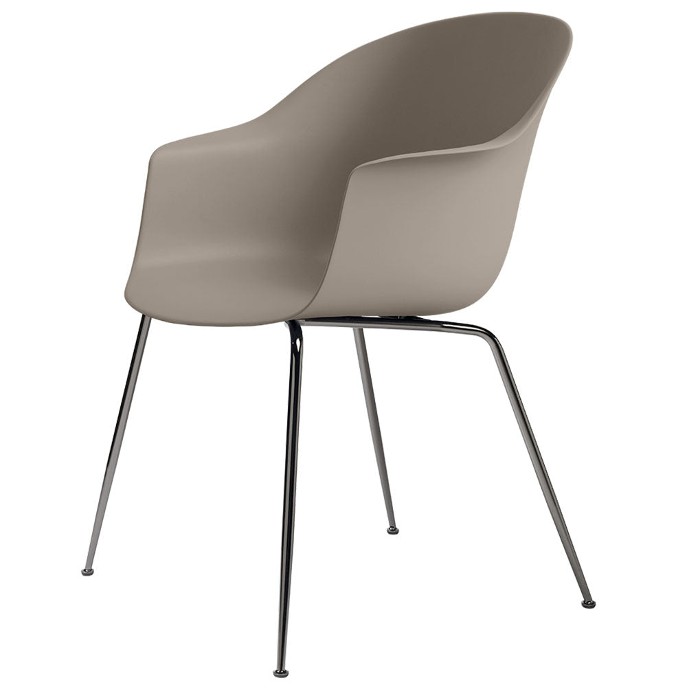 Bat Unupholstered Dining Chair - New Beige, Black Chrome Base