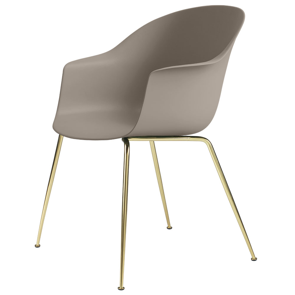 Bat Unupholstered Dining Chair - New Beige, Brass Base
