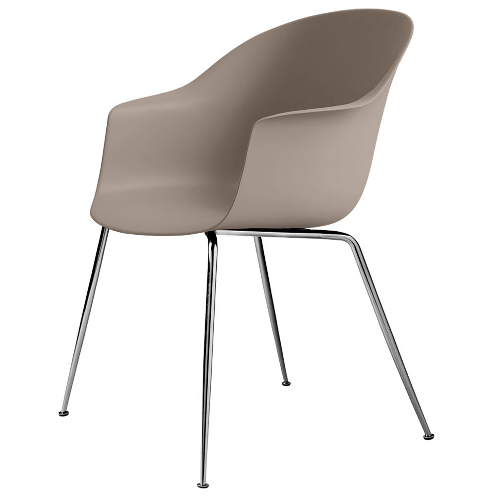 Bat Unupholstered Dining Chair - New Beige, Chrome Base