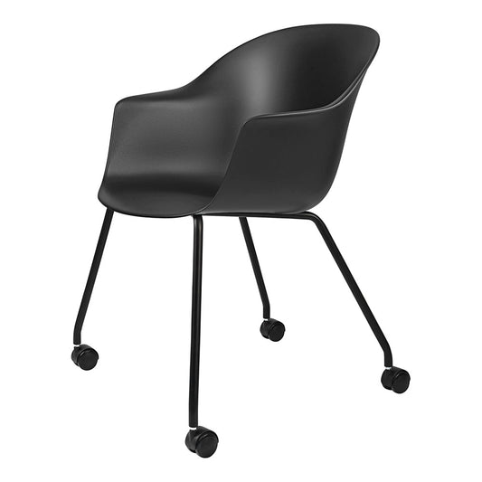 Bat Unupholstered Meeting Chair - Black Shell, 4-Leg Base With Castors