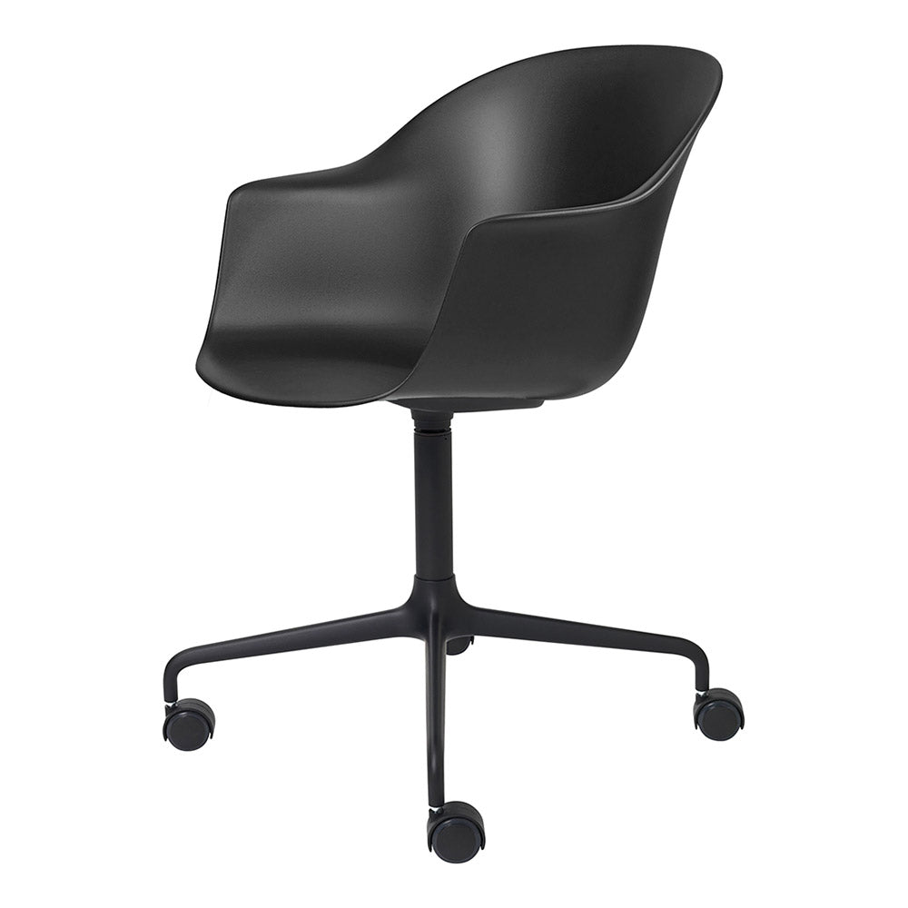 Bat Unupholstered Meeting Chair - Black Shell, 4-Star Base With Castors