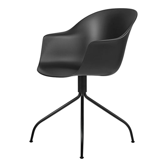 Bat Unupholstered Meeting Chair - Black Shell, Black Matte Swivel Base
