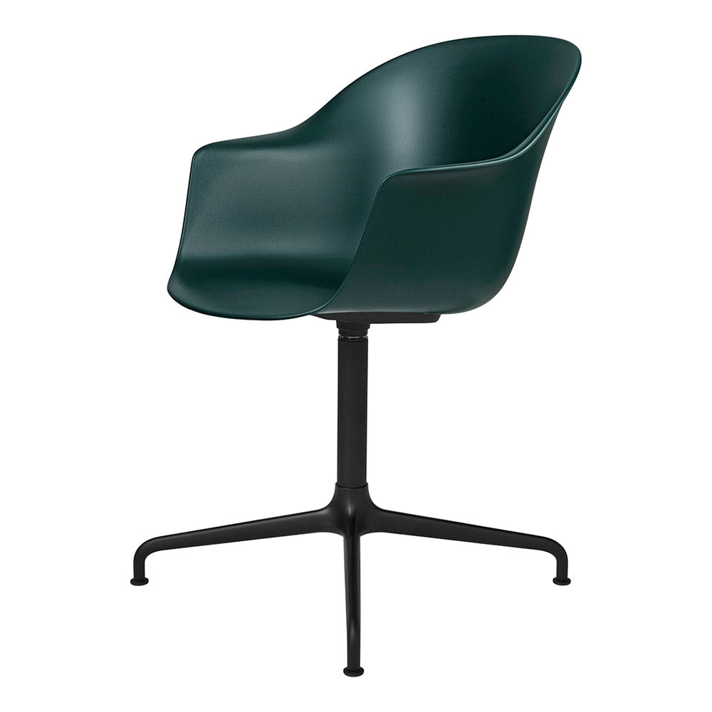 Bat Unupholstered Meeting Chair - Dark Green Shell, 4-Star Base