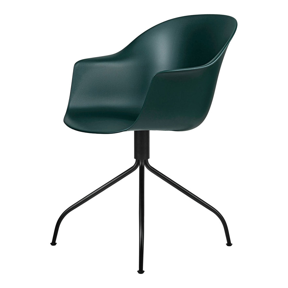 Bat Unupholstered Meeting Chair - Dark Green Shell, Black Matte Swivel Base