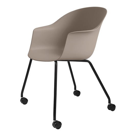 Bat Unupholstered Meeting Chair - New Beige Shell, 4-Leg Base With Castors