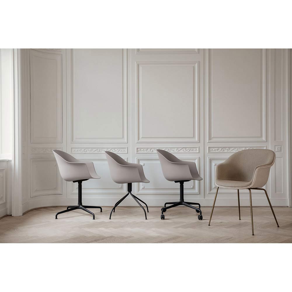 Bat Unupholstered Meeting Chair - New Beige Shell, 4-Star Base With Castors