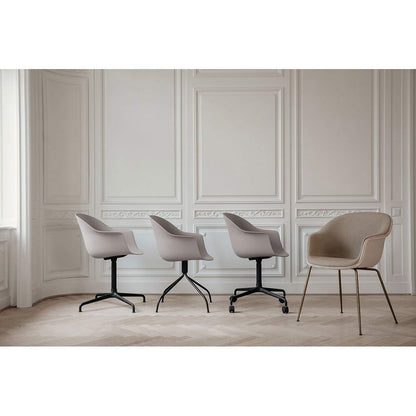 Bat Unupholstered Meeting Chair - New Beige Shell, 4-Star Base With Castors