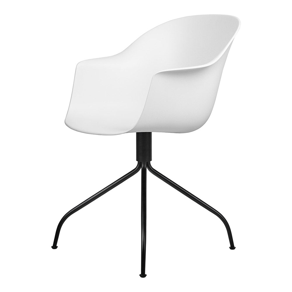 Bat Unupholstered Meeting Chair - Pure White Shell, Black Matte Swivel Base