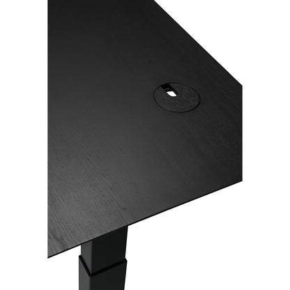 Bok Adjustable Desk - Black Oak Top, Black Base, With Cable Management