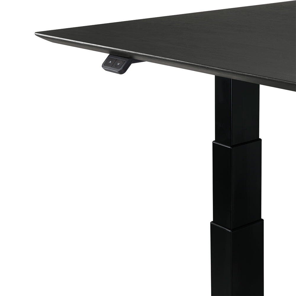 Bok Adjustable Desk - Black Oak Top, Black Base, With Cable Management