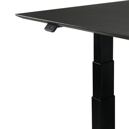 Bok Adjustable Desk - Black Oak Top, Black Base, With Cable Management