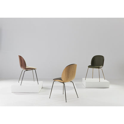 Quick Ship Beetle Front Upholstered Dining Chair - Veneer Shell, Conic Base