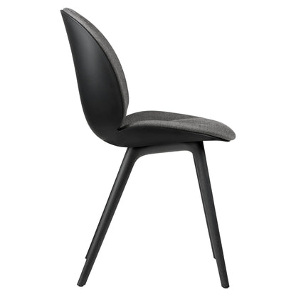 Beetle Dining Chair - Front Upholstered, Black Plastic Base