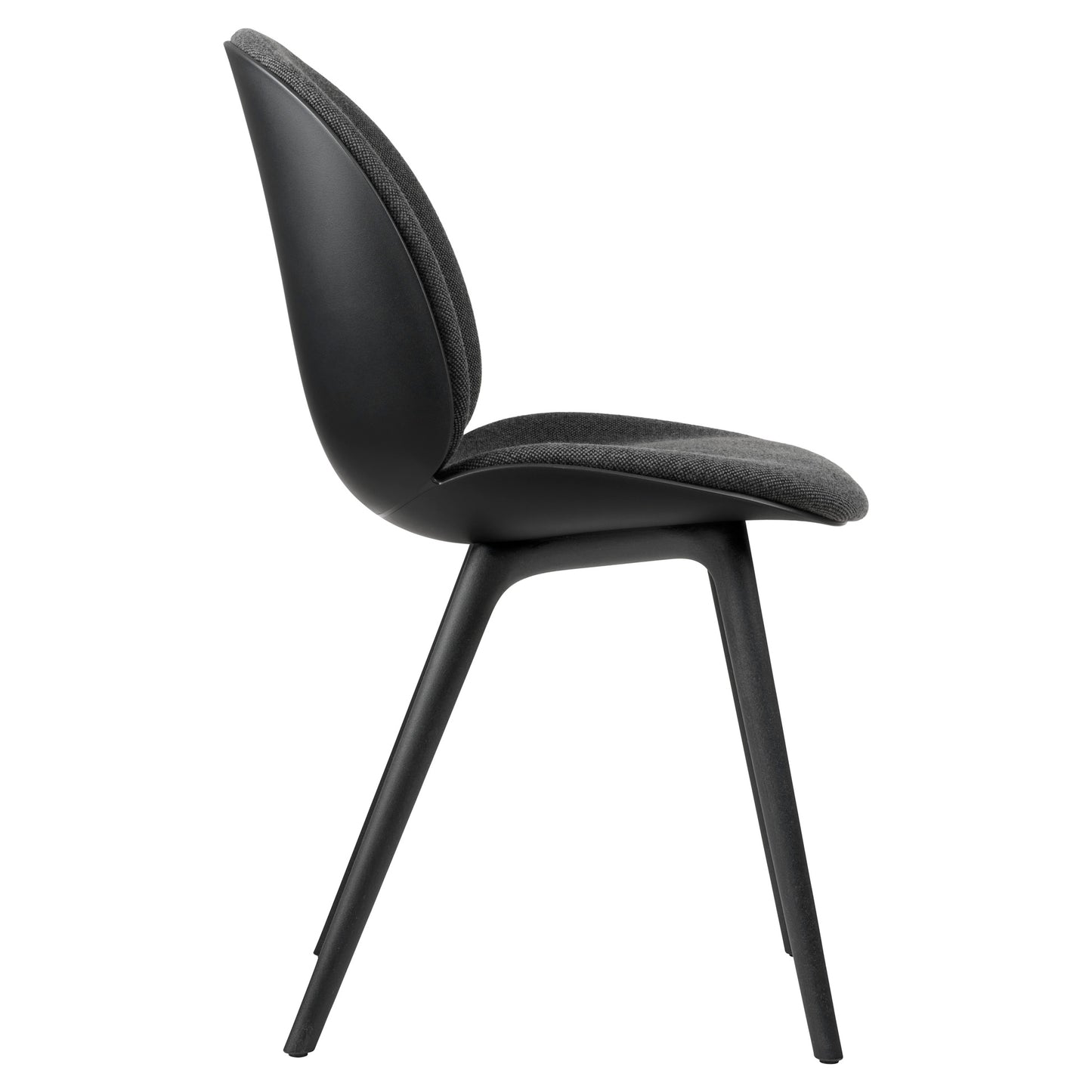 Beetle Dining Chair - Front Upholstered, Black Plastic Base