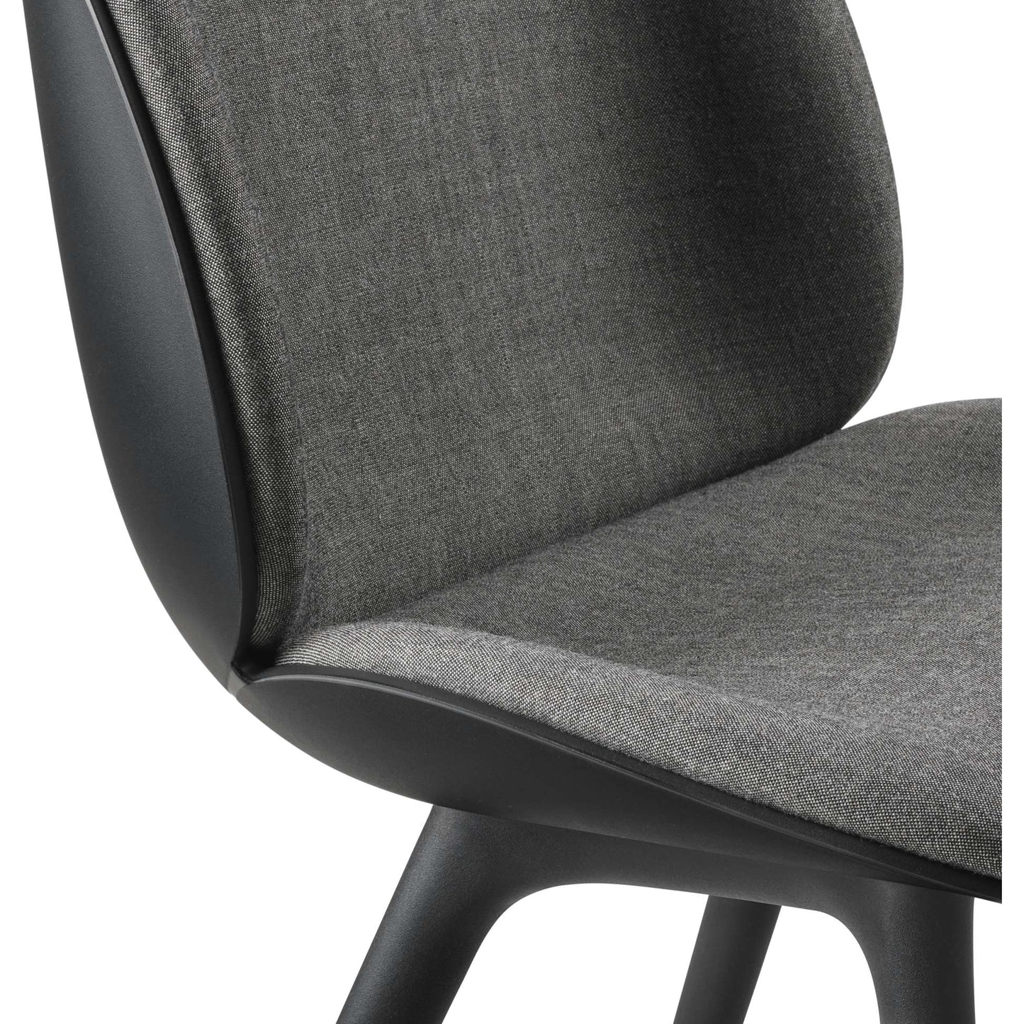 Beetle Dining Chair - Front Upholstered, Black Plastic Base