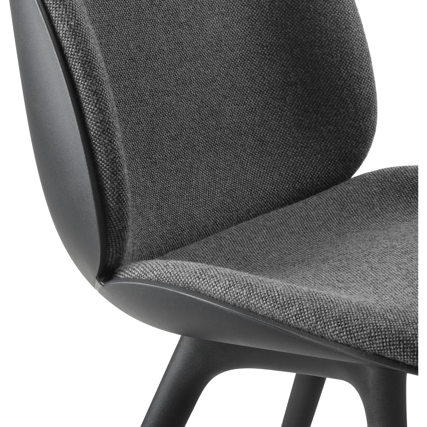 Beetle Dining Chair - Front Upholstered, Black Plastic Base