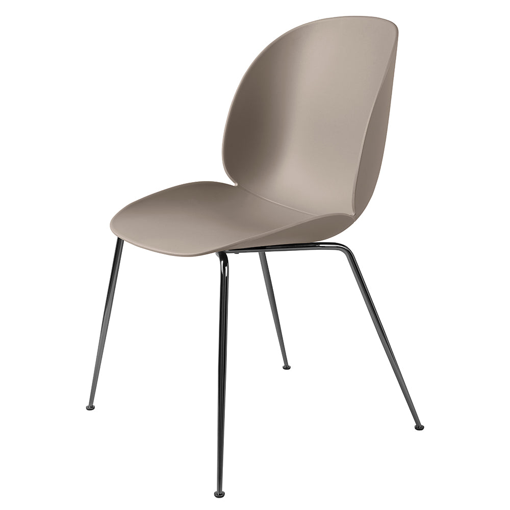 Beetle Dining Chair - New Beige, Black Chrome