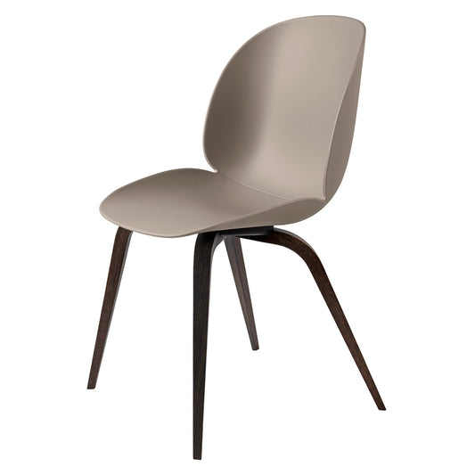 Beetle Dining Chair - New Beige, Brown Stained Oak Legs