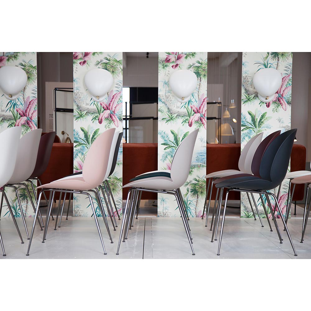 Beetle Unupholstered Dining Chair - Amber Brown, Chrome Base