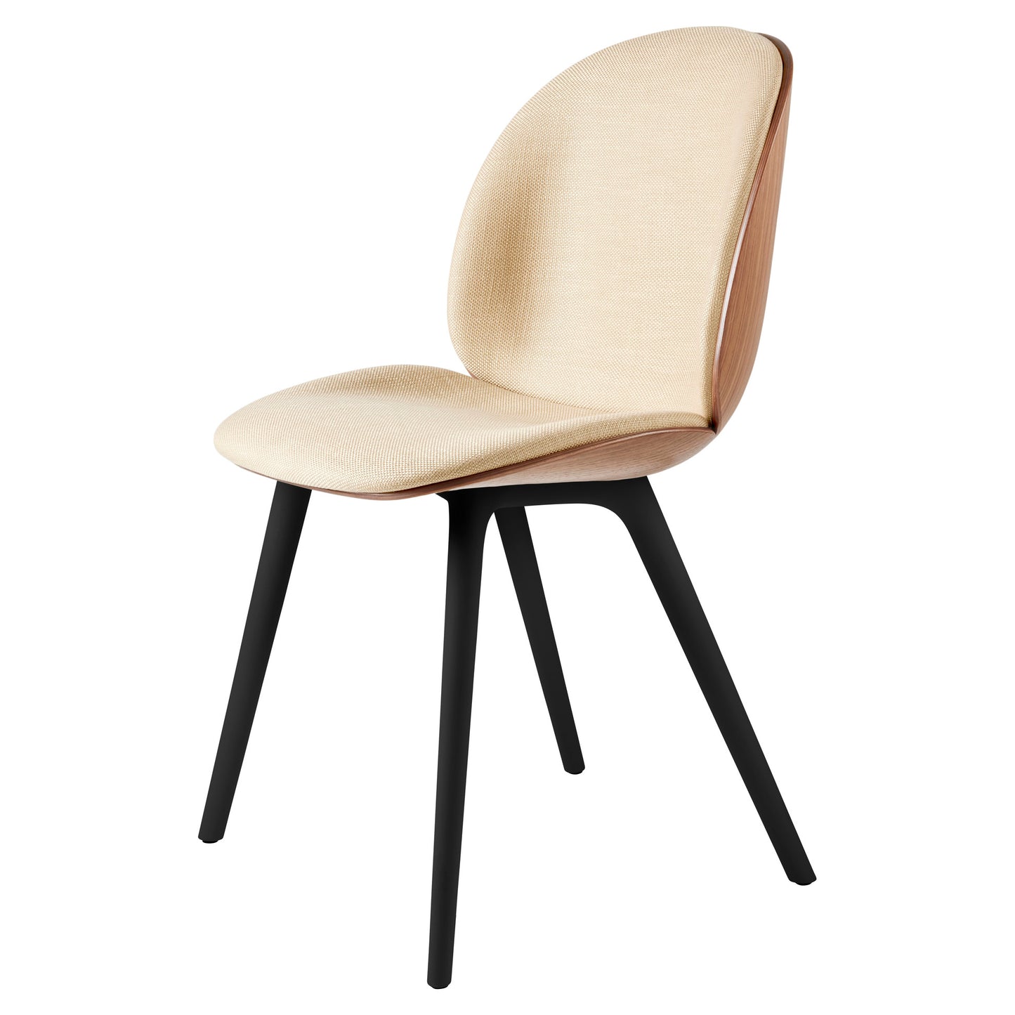 Beetle Front Upholstered Dining Chair - Veneer Shell, Black Plastic Base