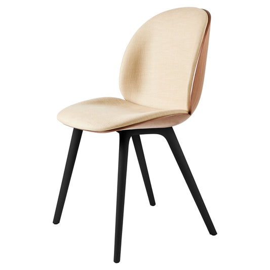 Beetle Front Upholstered Dining Chair - Veneer Shell, Black Plastic Base