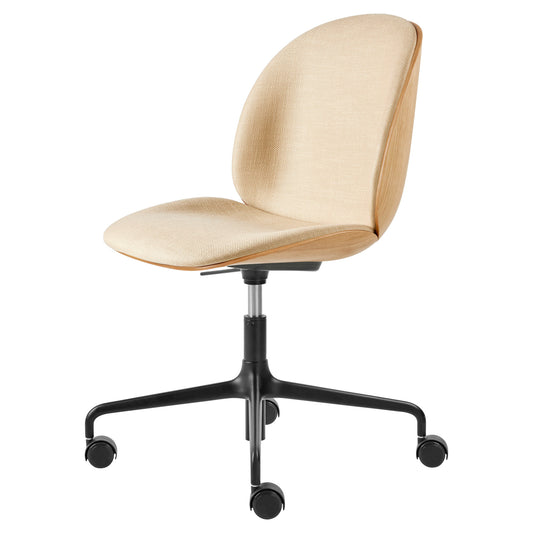 Beetle Front Upholstered Meeting Chair - Veneer Shell, Height Adjustable with Castors