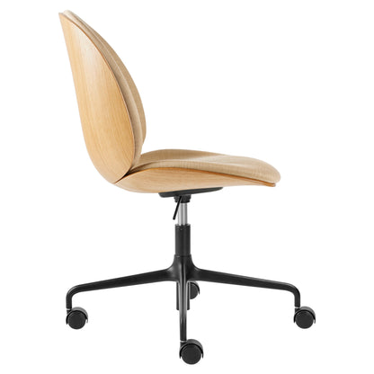 Beetle Front Upholstered Meeting Chair - Veneer Shell, Height Adjustable with Castors