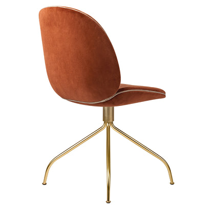 Beetle Meeting Chair - Red Velvet, Pink Velvet Piping, Brass Swivel Base