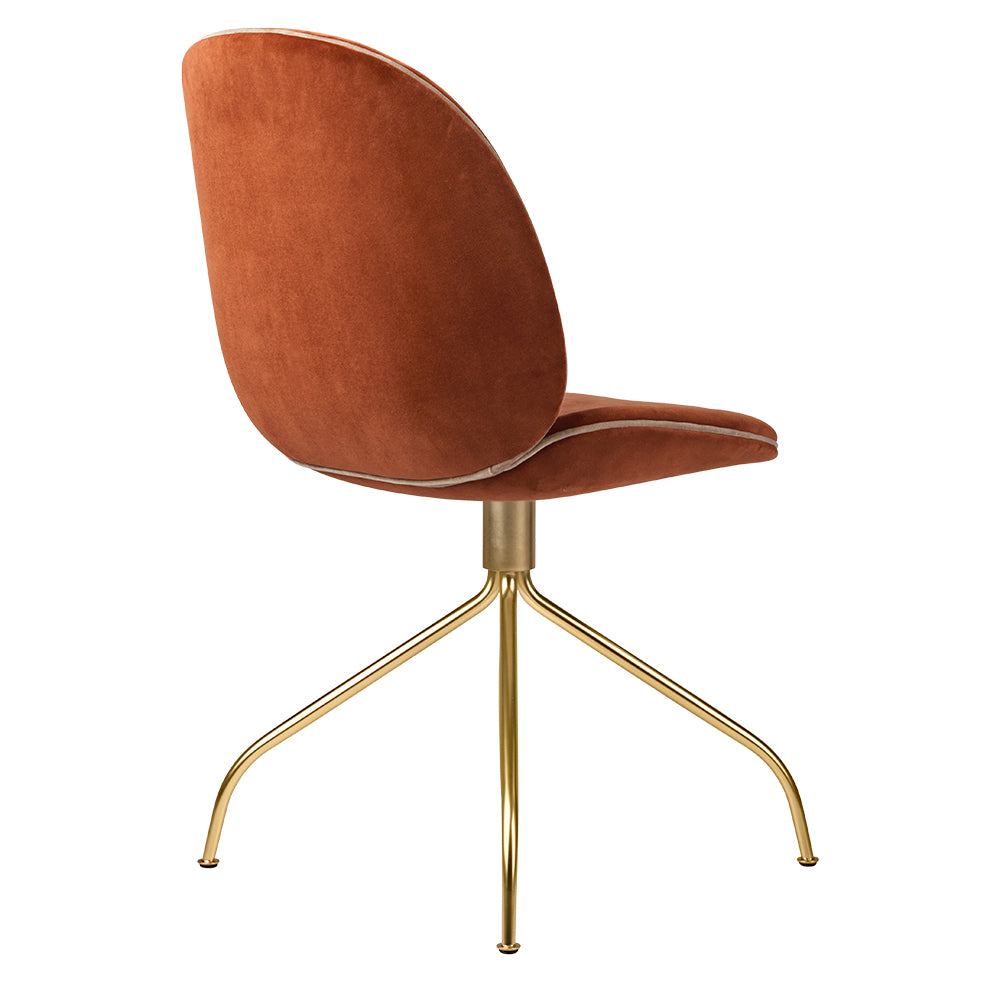 Beetle Meeting Chair - Red Velvet, Pink Velvet Piping, Brass Swivel Base