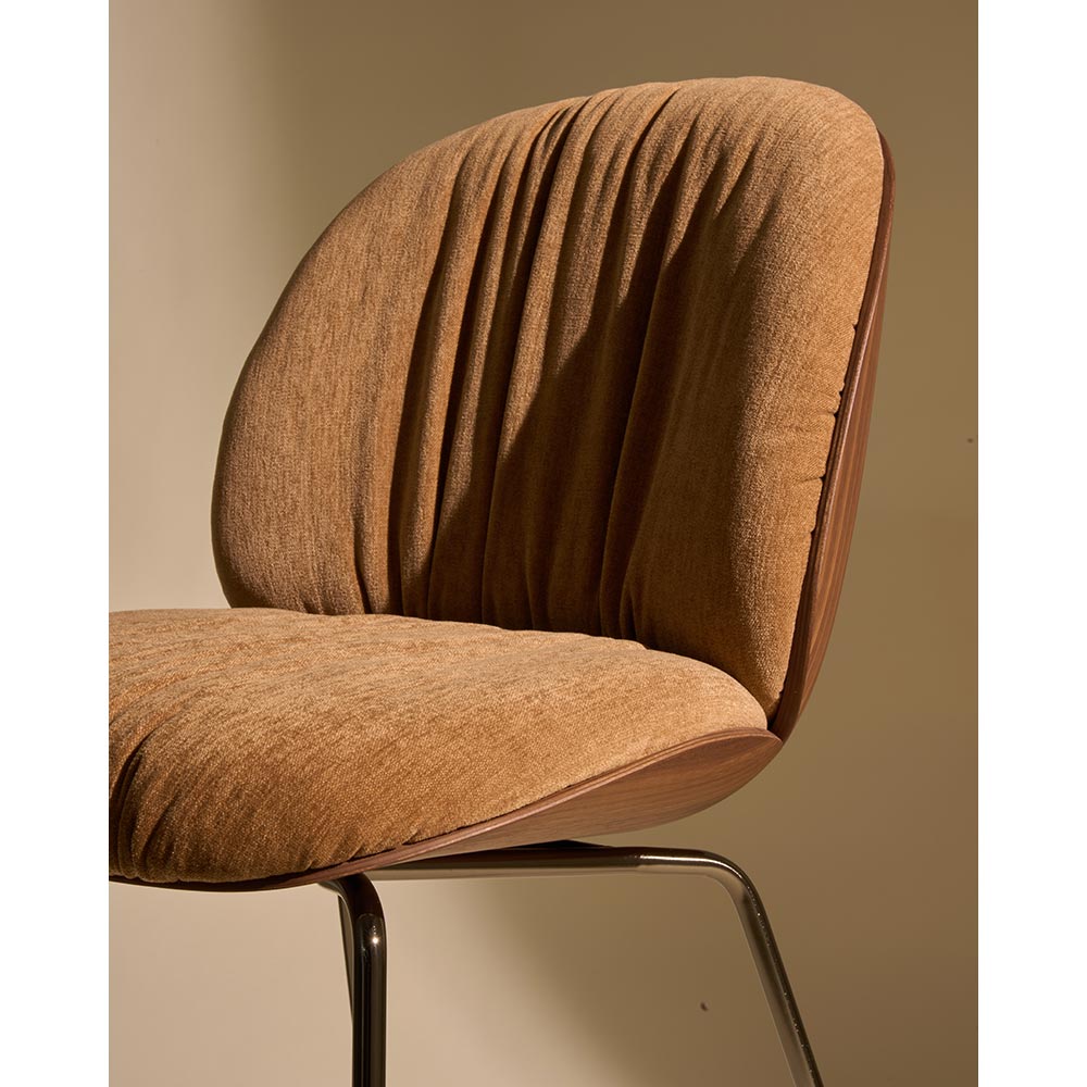 Beetle Soft Front Upholstered Bar Counter Chair - Veneer shell, Conic Base