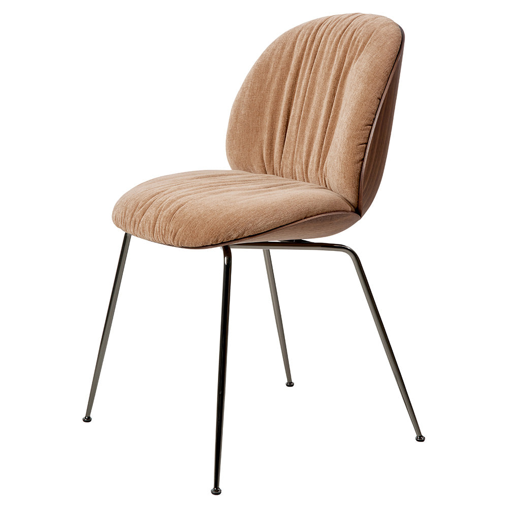 Beetle Soft Front Upholstered Dining Chair - Veneer shell, Conic Base