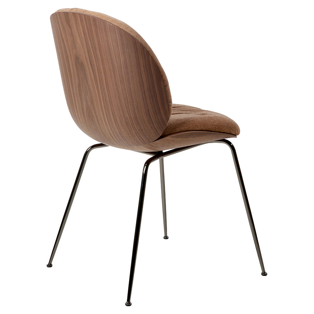 Beetle Soft Front Upholstered Dining Chair - Veneer shell, Conic Base